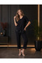 Women's Sequined V-Neck Short Sleeve Viscose Two Thread Blouse and Trousers Two Piece Set - 5