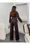 Women's Zippered Belted Denim Wide Leg Pants Set - 4