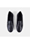 Men's Black Thick White Sole Leather Loafer - 6