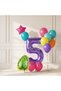 Purple Number Balloons Tropical Leaf Birthday Balloon Set 5 Years Old Colorful Party Decoration 12 Pieces