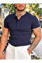 Slim Fit Ribbed Tshirt with Buttoned Collar