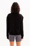 Crew Neck Basic Pattern Black Women's Sweatshirt Tracksuit Top - Aura - 2