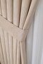 Cream Velvet Textured Background Curtain Single Panel 1/2.5 Medium Pleat Plain Simple Suitable for Any Room - 2