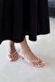 Sonya Women's Heeled Flip-Flop Satin Sandals Powder