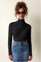 Drawstring High Collar Body-Fitting Stretchy Knitted Luxury Women's T-Shirt - 2