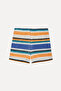 Women's Orange Striped Mini Knitted Shorts