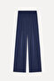 Women's Navy Blue Wide Leg Modal Blend Pants - 7