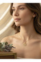 316L Steel Chain Gold Color Chain Blue Stone Lotus Model Necklace - 2