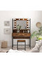 Dressing Table Vanity Style with Lighted Mirror Brown - 2