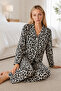 Women's Patterned Relaxed Leopard Pajama Set 4665 - 4