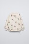 Girl's Bow Patterned Ecru School Sweatshirt and Wide-Leg Sweatpants Set - 2