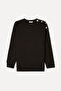 Women's Brown Button Detailed Loose Fit Crew Neck Sweatshirt
