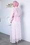 Waist Tie Detailed Jacket Polka Dot Elastic Waist Skirt Hijab Double Set - 5