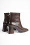 Women's Winter Thick Heeled Bitter Brown Boots & Booties - 7