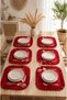 Firfirli Square 6-Piece Plate Set, American Style 35 Cm, Red Color
