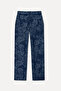 Women's Indigo Jacquard Straight Fit Jean Pants - 2
