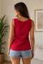 Women's Red Cotton Sleeveless Undershirt - Casual Comfort Fit XL Size T-Shirt - 3