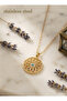 316L Steel Chain Gold Color Chain Blue Stone Lotus Model Necklace