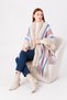 Women's Knitwear Poncho with Fur Detail and Tassels, Shawl Collar Poncho