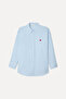 Women's Blue Embroidered Oversize Long Sleeve Shirt