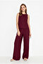 Women's Burgundy Linen Blouse Trousers Set 3392 60283483 - 3