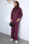 Stylish Energy Zippered Sweat Pants Hijab Double Set - 3