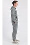 Men's Three Thread Compact Hooded Kangaroo Pocket Soft Textured Cotton Inside Sweatpants Set - 7