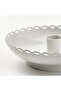 Powder-Coated Steel Candlestick with Scalloped Drip Tray, Off-White, 15 cm Dia. - 4