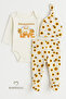 Newborn Baby 3-Piece Set: Granny's Honey Written on It, Bee Patterned Booties, Bottom Beanie, Snap Fastener Long Sleeve Bodysuit, 100% Cotton - 4
