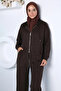 Stylish Energy Zippered Sweat Pants Hijab Double Set - 2