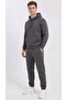 Men's Three Thread Compact Hooded Kangaroo Pocket Soft Textured Cotton Inside Sweatpants Set - 4