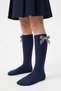 Navy Blue Bowknot Knee Socks - 2