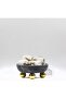 Decorative Natural Gray Marble Bowl with Gold Disco Ball Foot
