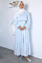 Buttoned Front Hijab Dress with Elastic Waist and Ankle Belt Detail - 2
