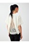 Off-White Lace Detailed Round Neck Short Sleeve Blouse - 6