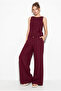 Women's Burgundy Linen Blouse Trousers Set 3392 60283483 - 2