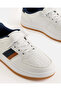 Boys White Material Block Skate Sneakers - 3