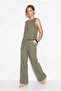 Women's Green Linen Blouse Trousers Set 3392 60283483 - 2