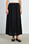 Elastic Waist Maxi Length Lined Skirt - 5