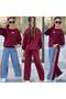 Girl's Striped Denim Detailed Stoned Double Set - 2