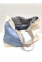 Blue Cream Color Patchwork Large Shoulder Bag - 4