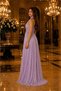 Women's Lilac Halter Neck Janjan Fabric Premium Evening Dress Nbmy4128 - 4