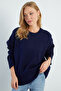 Wide Sleeve Crew Neck Casual Knit Sweater - 2