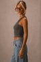 Women's One-Shoulder Crop Tank Top Stretchy Slim Fit Single Jersey Fabric Asymmetrical Neckline Blouse - 3