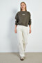 3 Thread Heart Embroidered O Oversized Sweatshirt - 3