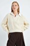 Hair Braid Patterned Shirt Collar Knitwear Sweater