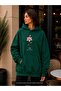 Women's Lily Flower Printed Hooded Kangaroo Pocket Cotton Casual Sweatshirt