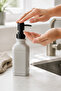 Aura Glass Liquid Soap Dispenser 400 ml – Modern Decorative Dispenser for Bathroom and Kitchen with Black Pump - 19.5 cm X 6 cm X 6 cm - 6