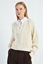 Hair Braid Patterned Shirt Collar Knitwear Sweater - 8