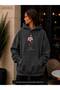 Women's Lily Flower Printed Hooded Kangaroo Pocket Cotton Casual Sweatshirt
